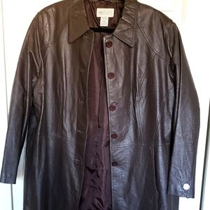 Plus sz 24w Brown Leather Overcoat
